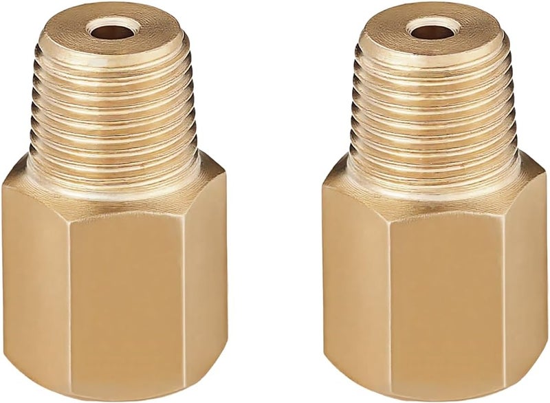 PIHIL 1/8 BSPT Male to 1/8-27 NPT Female,for Pressure Gauge Sensor Thread Adapter,Brass,2 Pack - Image 1
